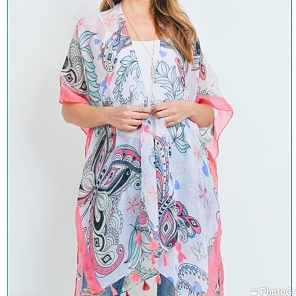 Boho Butterfly Swim Coverup Kimono Wrap O/S - Picture 2 of 5